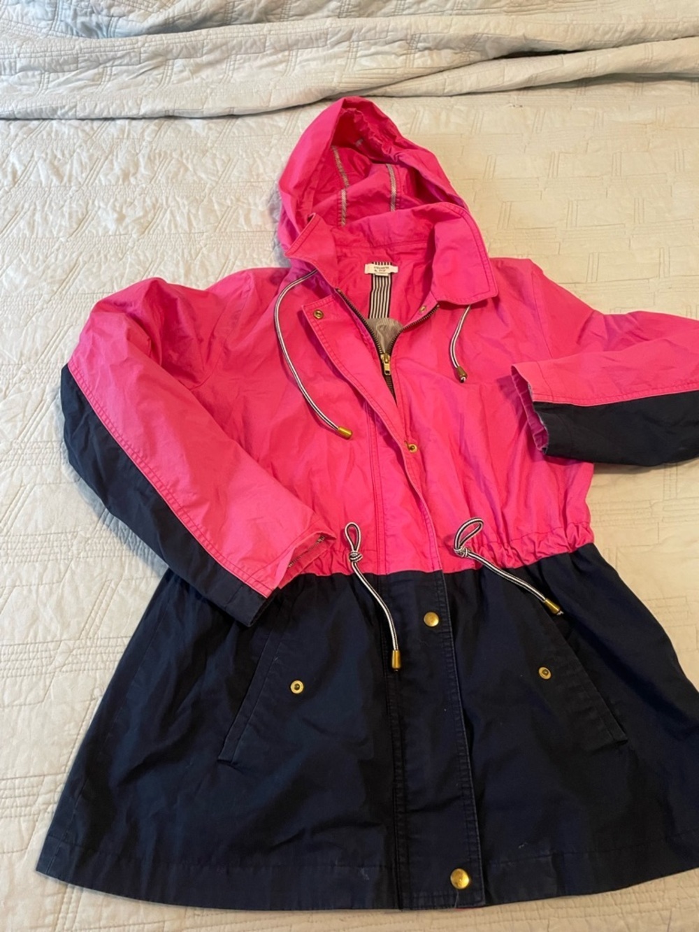 Hooded Colorblock Anorak Jacket - Pink & Navy
